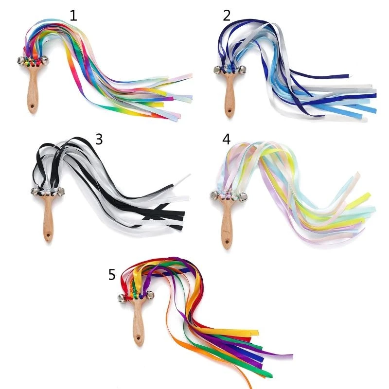 เด็กมือว่าวริบบิ้นลำแสงไม้กายสิทธิ์ยางกัดการรับรู้สีประสาทสัมผัสพิมพ์ริบบิ้นเด็กสั่นของเล่นของขวัญอาบน้ำ15UB