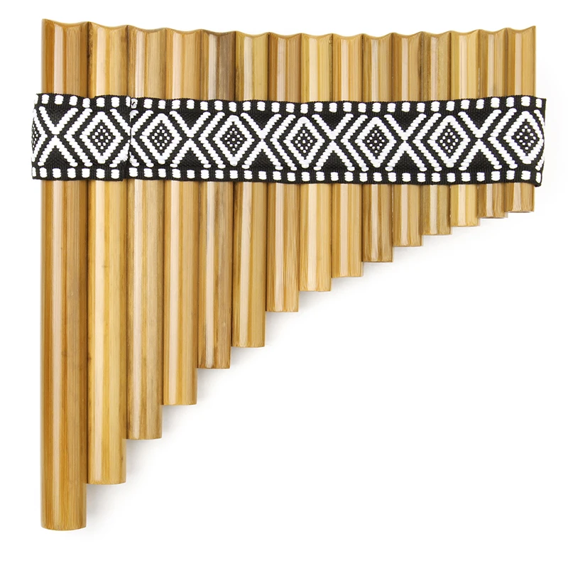 

15 Pipes PanFlute G Key Bamboo Woodwind Instrument Romanian style Paste The Cloth Strip Handmade Production