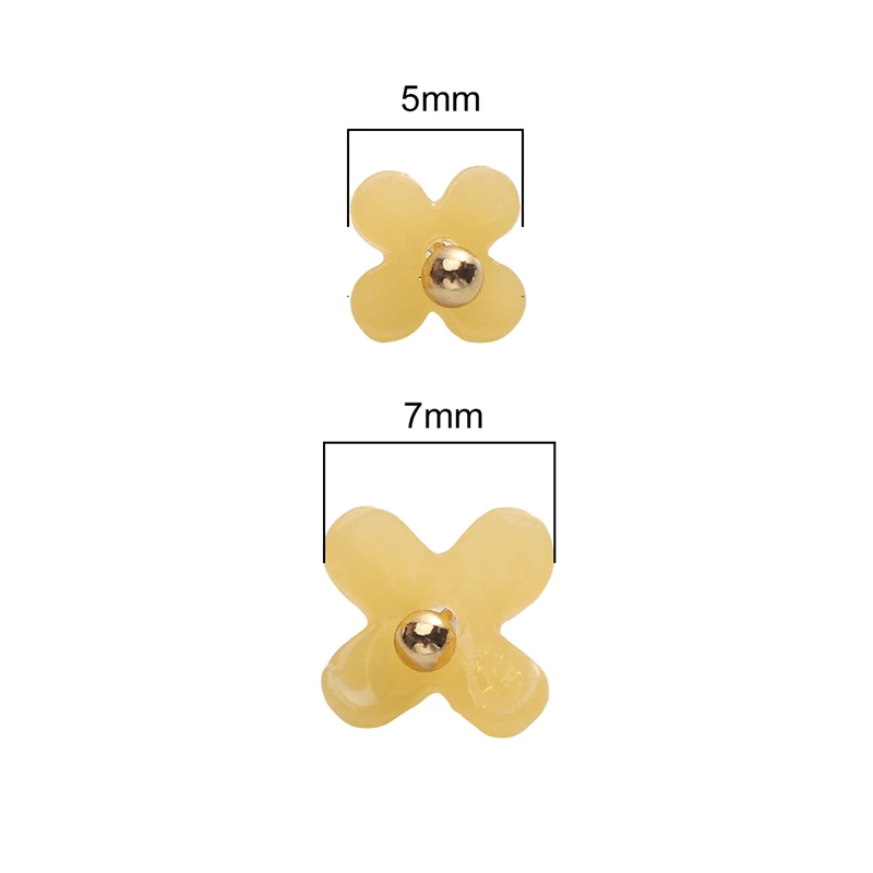 5pcs 5/7mm Resin Flower Loose Beads Pendant Charm for Craft Handmade DIY Necklace Bracelet Earring Making Jewelry Accessories