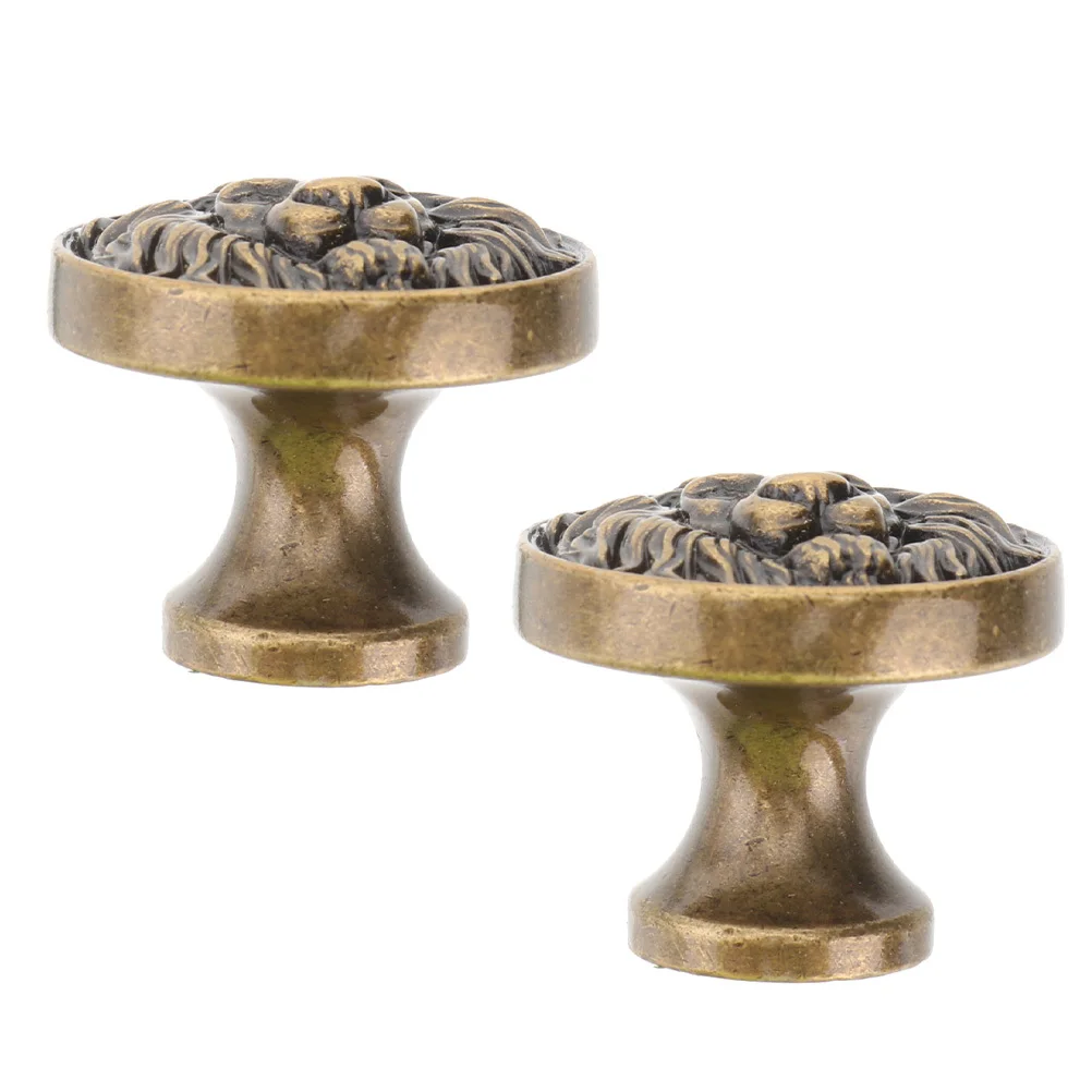 

2pcs Lion Head Drawer Handles Zinc Alloy Retro Cabinet Pull For Furniture Vintage Knobs Decorative Hardware Cupboard Handle
