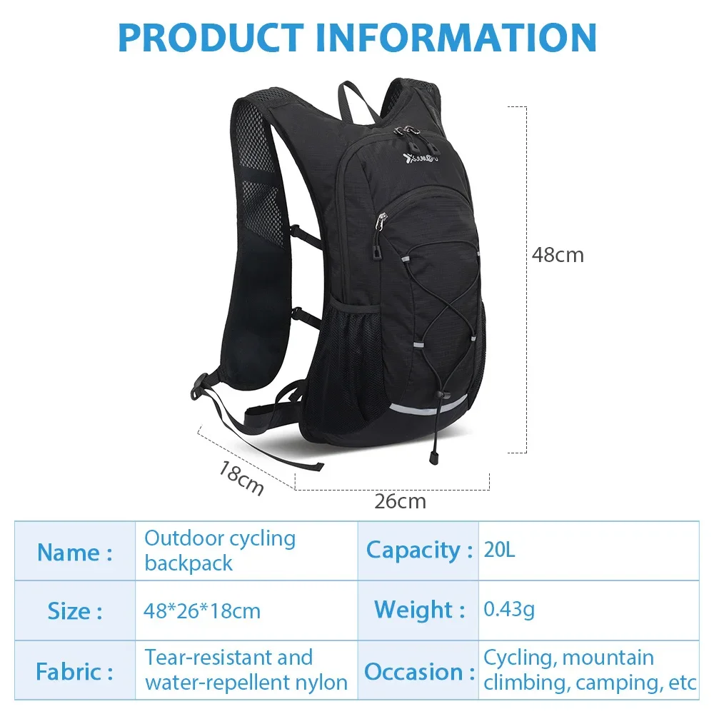 20L Cycling Lightweight Hydration Backpack Outdoor Sport Hiking Camping Climbing Mountaineering Rucksack Travel Water Bag