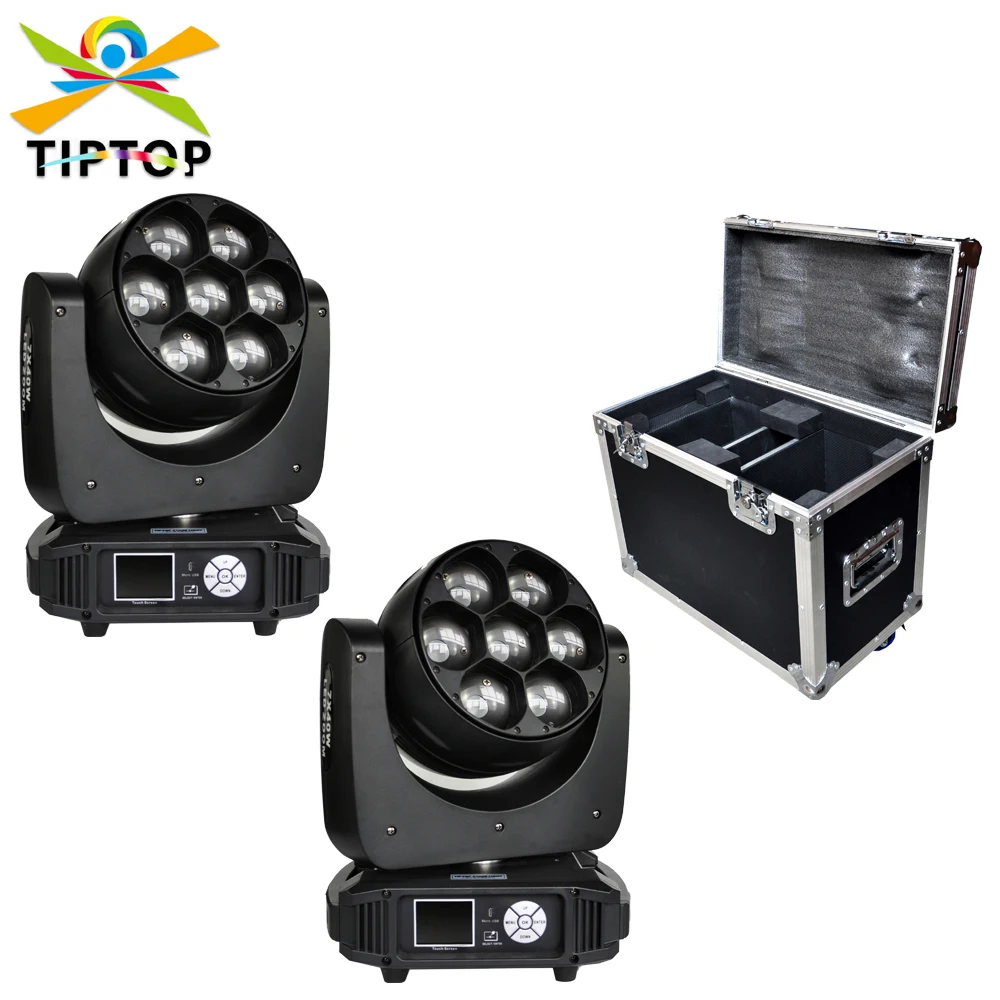 

2IN1 Flight case Packing 7x40W RGBW Led Moving Head Zoom Light Mini Bee Eye/Hawk Eye Zoom 12/17CH Beam Wash Effect 2IN1 TP-L740