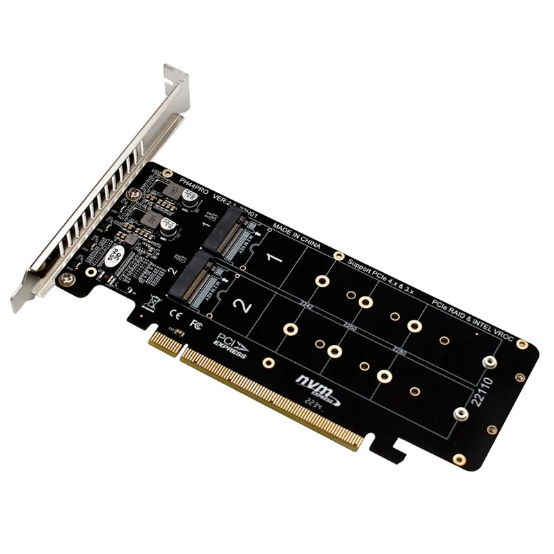 Double-Sided 4-Disk NVME RAID Card PCIeX16 to M.2 M-Key NVMEx4SSD 2U Server RAID Array Expansion Adapter Split Card