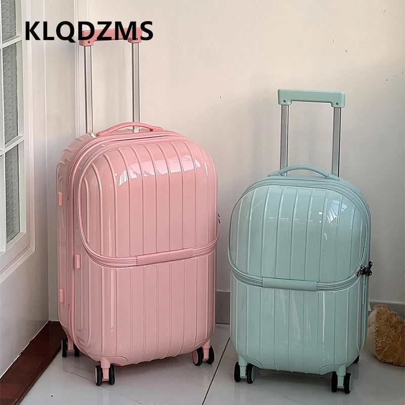 KLQDZMS Laptop Suitcase Front Opening Boarding Case USB Charging Trolley Case 20