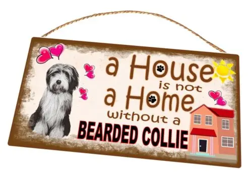 Bearded Collie Novelty Metal Sign Pussy Cat Metal Door Sign Dog Plaque Sign