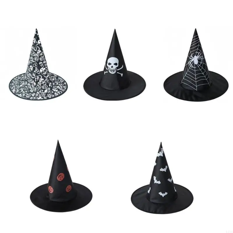

L5YA Unisex Witch Costume Hat With Skull Flexible Polyester Cloth Suitable For Various Ages