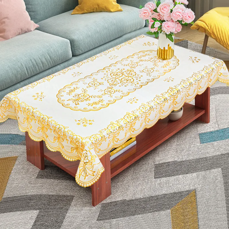 

New PVC Hot Stamping Tablecloth Oil Resistant Dirt Resistant Waterproof Dining Table Cloth Nordic Thick Rectangular Decoration