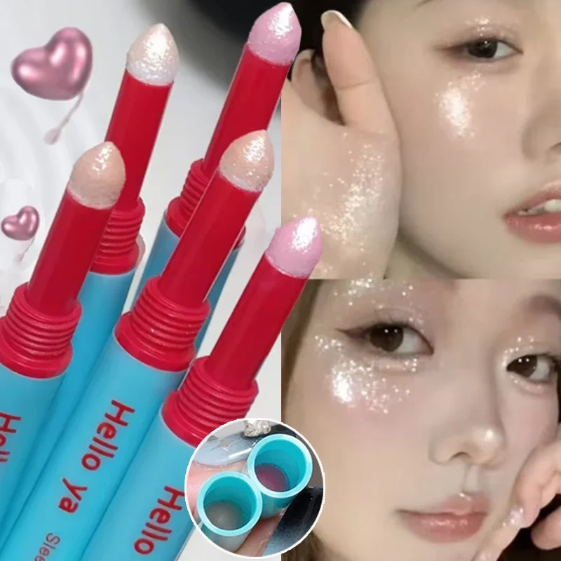 ダイヤモンドホワイトまぶたハイライターペンシルブライトニングアイグリッタースポンジヘッドピンクアイライナー & アイシャドウ横たわっているカイコスティックメイクアップ