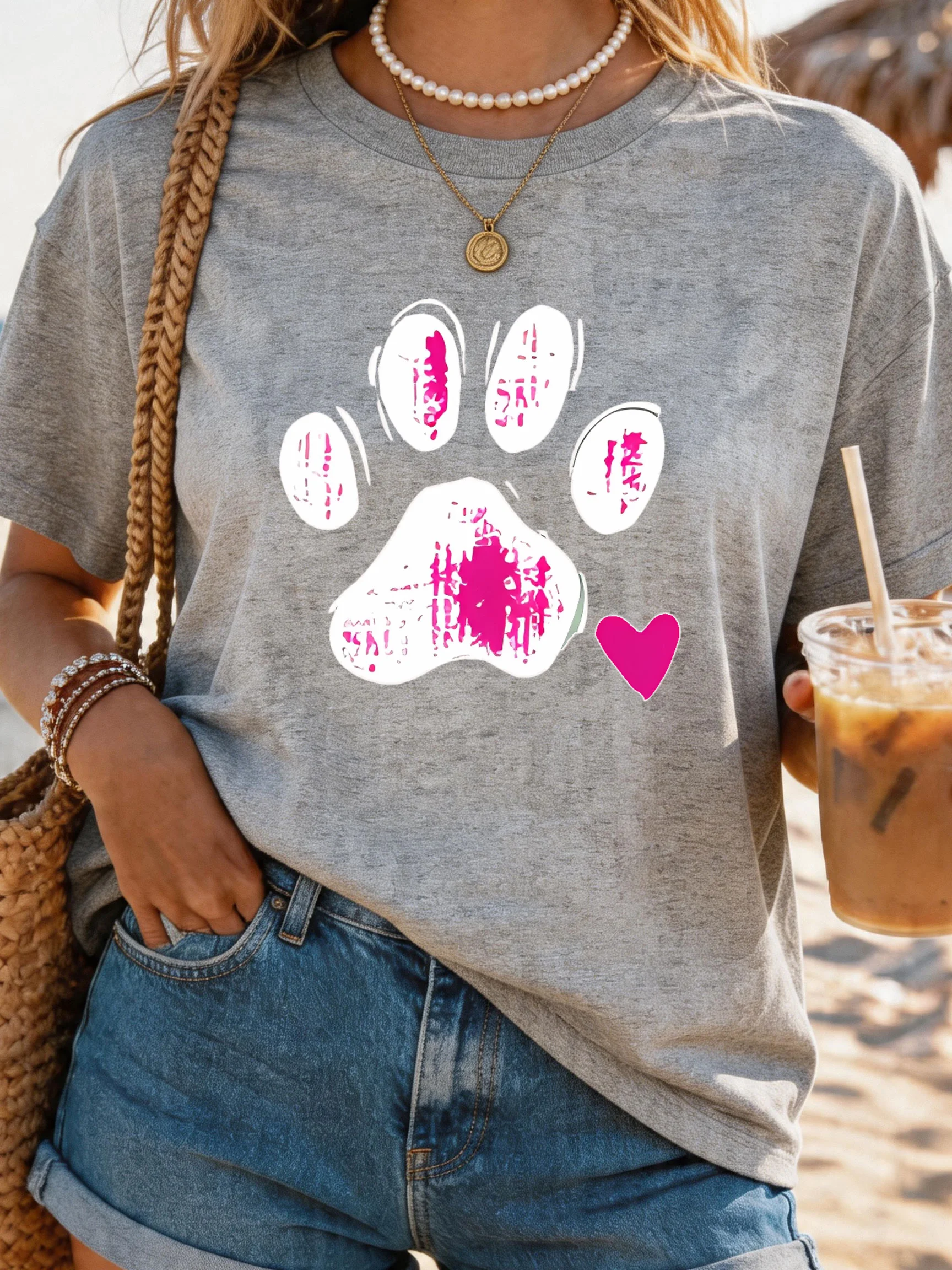 

Women's Large Size Printed round Neck Short Sleeve T-shirt 1-7XL Comfortable Casual Top in European Style