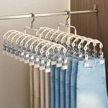 Pants Hanger with Clips Non-Slip Trouser Rack Stainless Steel Clothes Drying Hanger for Pants Underwear Socks Home Storage