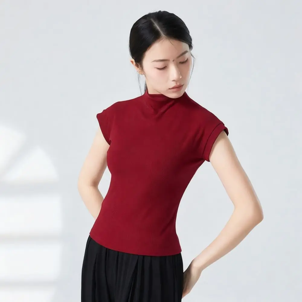 Professional Ballet Dance Top For Women Long Sleeve High Neck Slim Fit Shirt Modern Classical Body Shaping Training Clothes