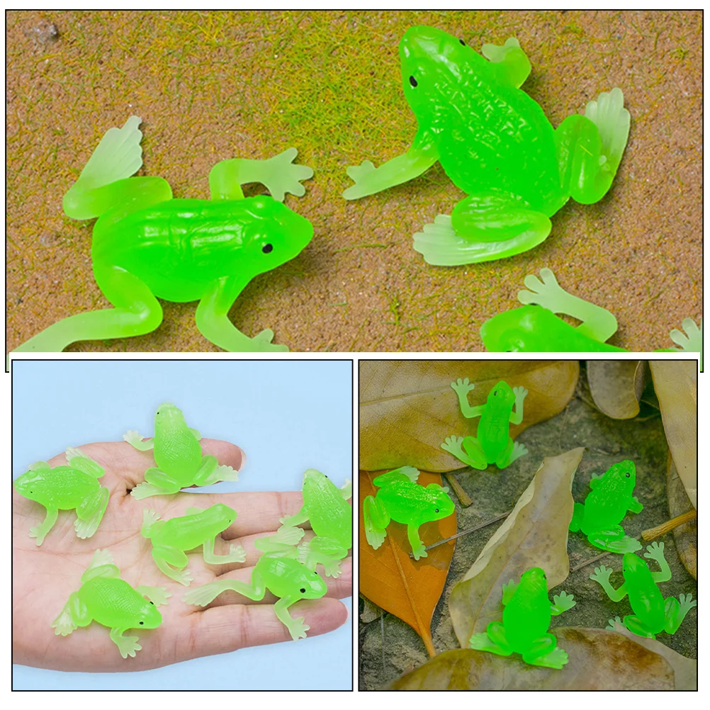 18 Pcs Soft Rubber Imitation Frog Frogs Toy Animal Bath Toys Decor Simulated Ornaments Science And Education