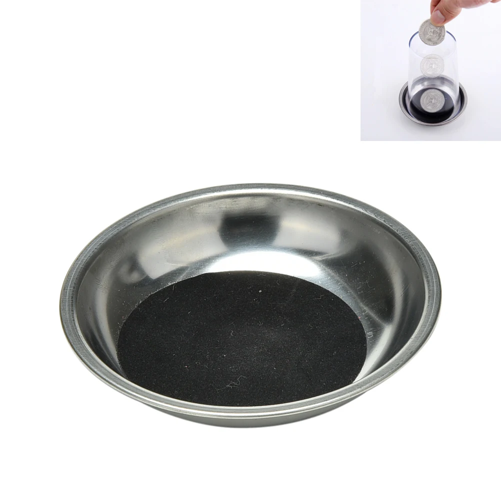 1Pcs Magic Coasters Accessory For Coin Through Glass Steel Cup Mat Magic Props Party Close-up Magic Trick Interesting Magic Toy