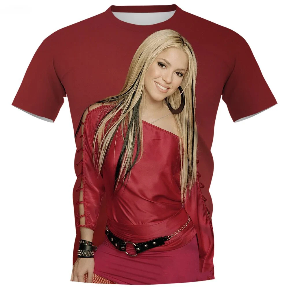 Summer New Singer Shakira 3D Print T-Shirts Streetwear Men Women Fashion Oversized Short Sleeve T Shirt Kids Tees Tops Clothing