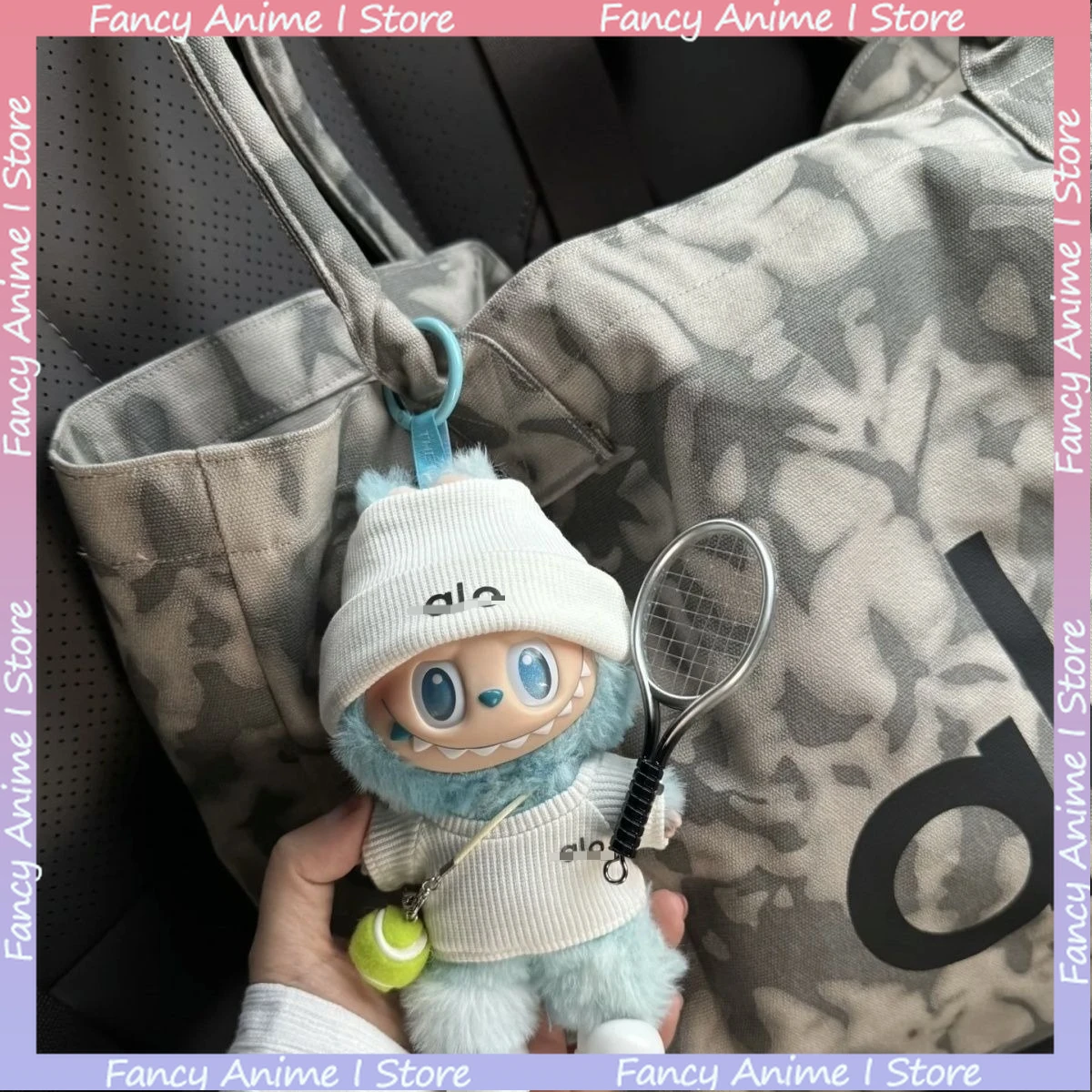 ل V1 V2 V3 Labubu دمية صغيرة تنس الرياضة الحركة نمط الملابس مع كرة صغيرة ومضرب الزي مجموعة الإكسسوارات الهدايا