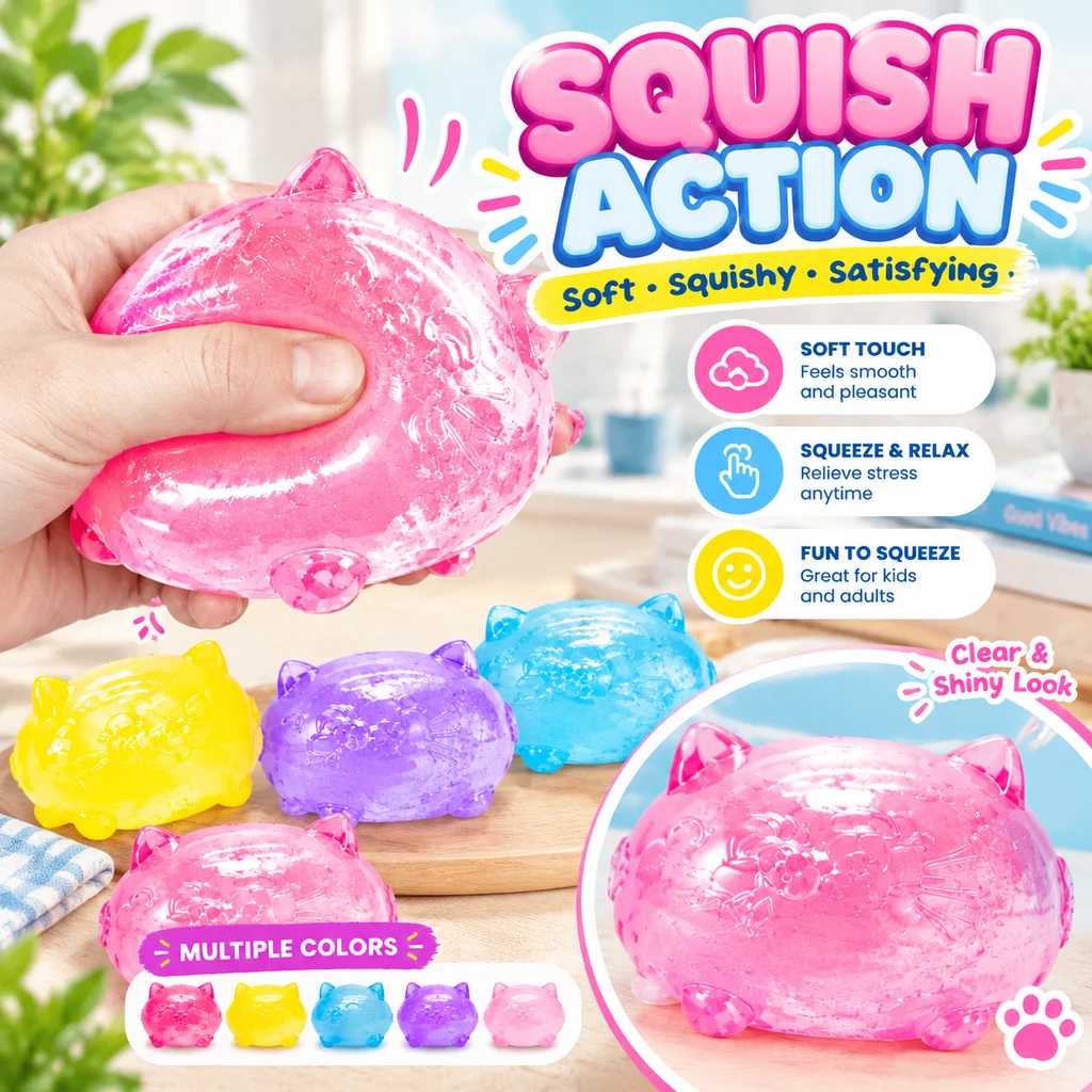 Maltose Mochi Squishy Cat Toy Cross Border Stress Relief Fidget Sensory Decompression Toy Popular TikTok Hot Selling