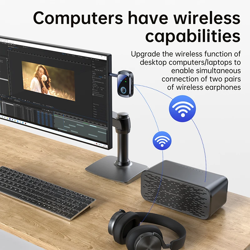 2 In 1 Bluetooth 5.4 Audio Transmitter Receiver 3.5mm AUX Airplane Wireless Adapter With Mic For TV Car kit Speaker PC Headphone