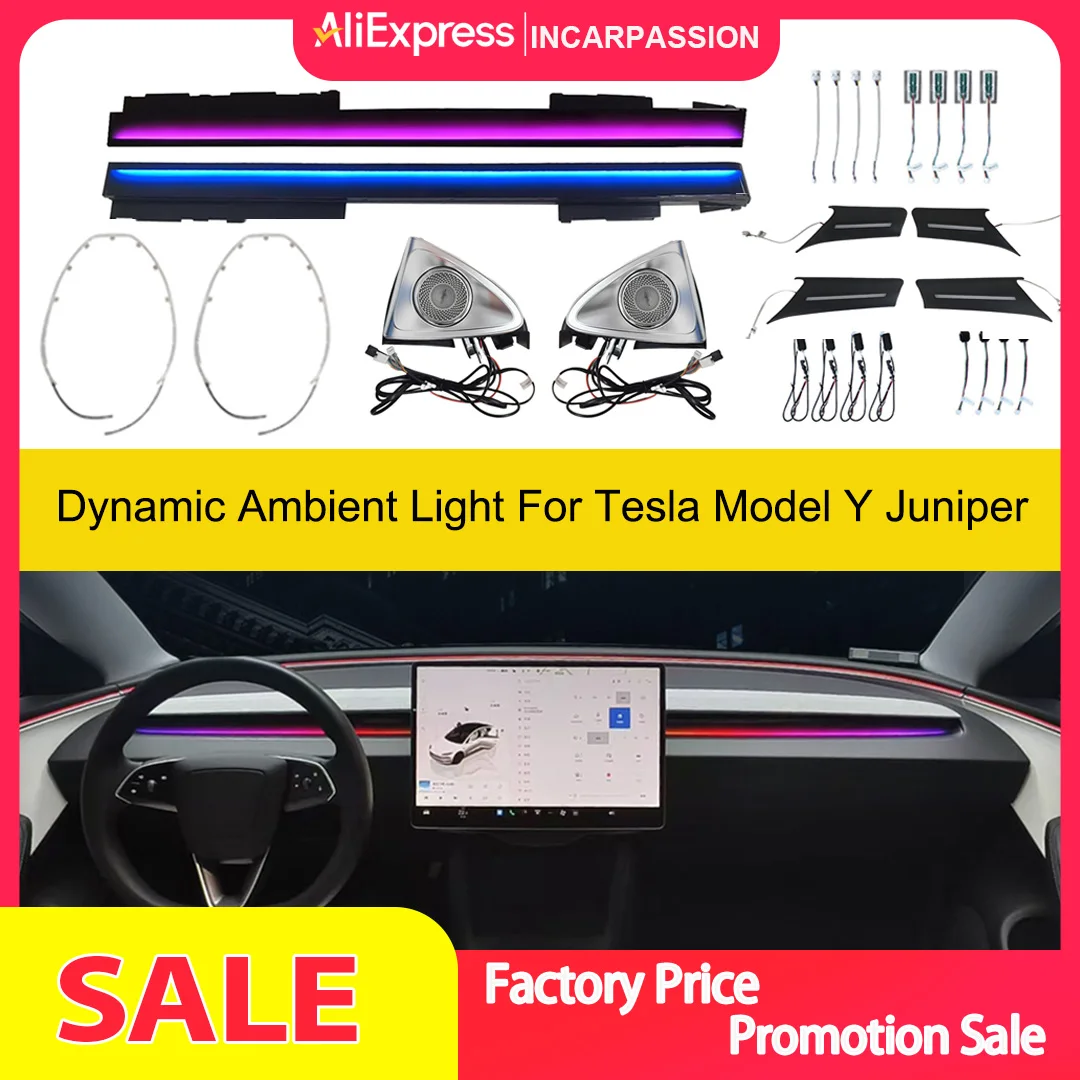 

Tesla Model Y Juniper Enhanced Symphony Dynamic Dash Ambient Light Светодиодный динамик с поворотом 4D Твитер