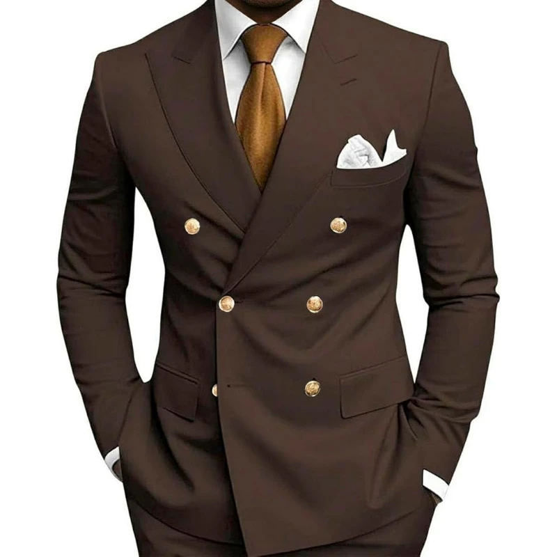 

Mens Suit Wedding 2 Piece Slim Fit Double Breasted Tuxedo Men V Neck Formal Business Suits For Party