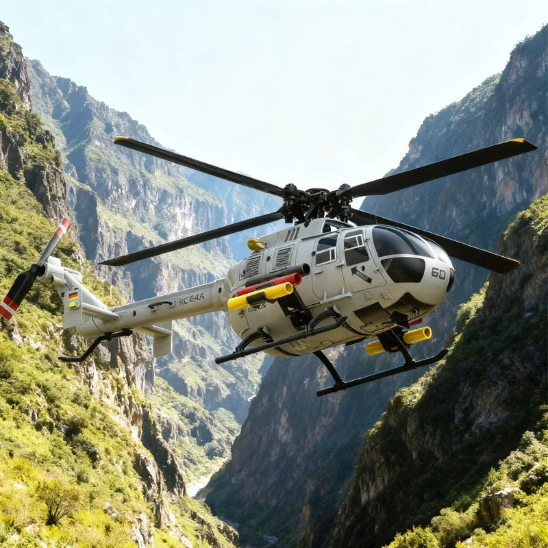 

BO-105 C186S 6-канальный радиоуправляемый вертолет с оптическим потоком и бесщеточным двигателем, удержанием высоты, вынос/шасси одним ключом