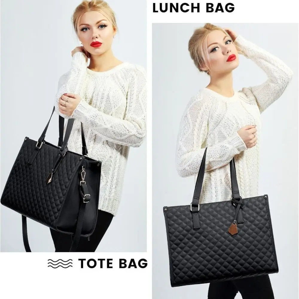 Lunch Tote Bag for Women 15.6 Inch Laptop Bag with Insulated Lunch Compartment Computer Handbag with Purse for Business Work