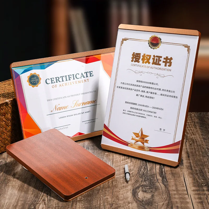 Custom Metal Award Plaque with Replaceable Certificate Page, Aluminum Alloy Recognition Board for Business Awards, Agent