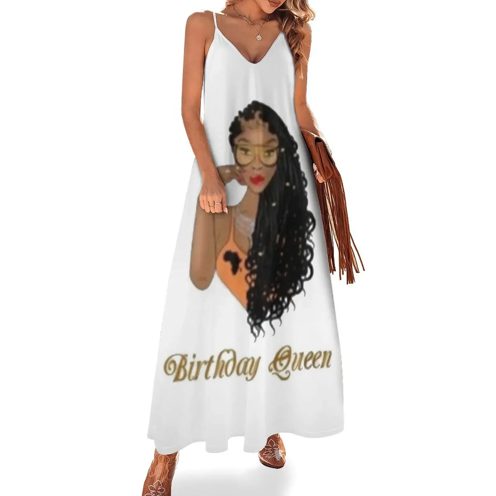 

Birthday Queen Sleeveless Dress Woman's evening dress Summer dresses for women Female dress evening dresses women