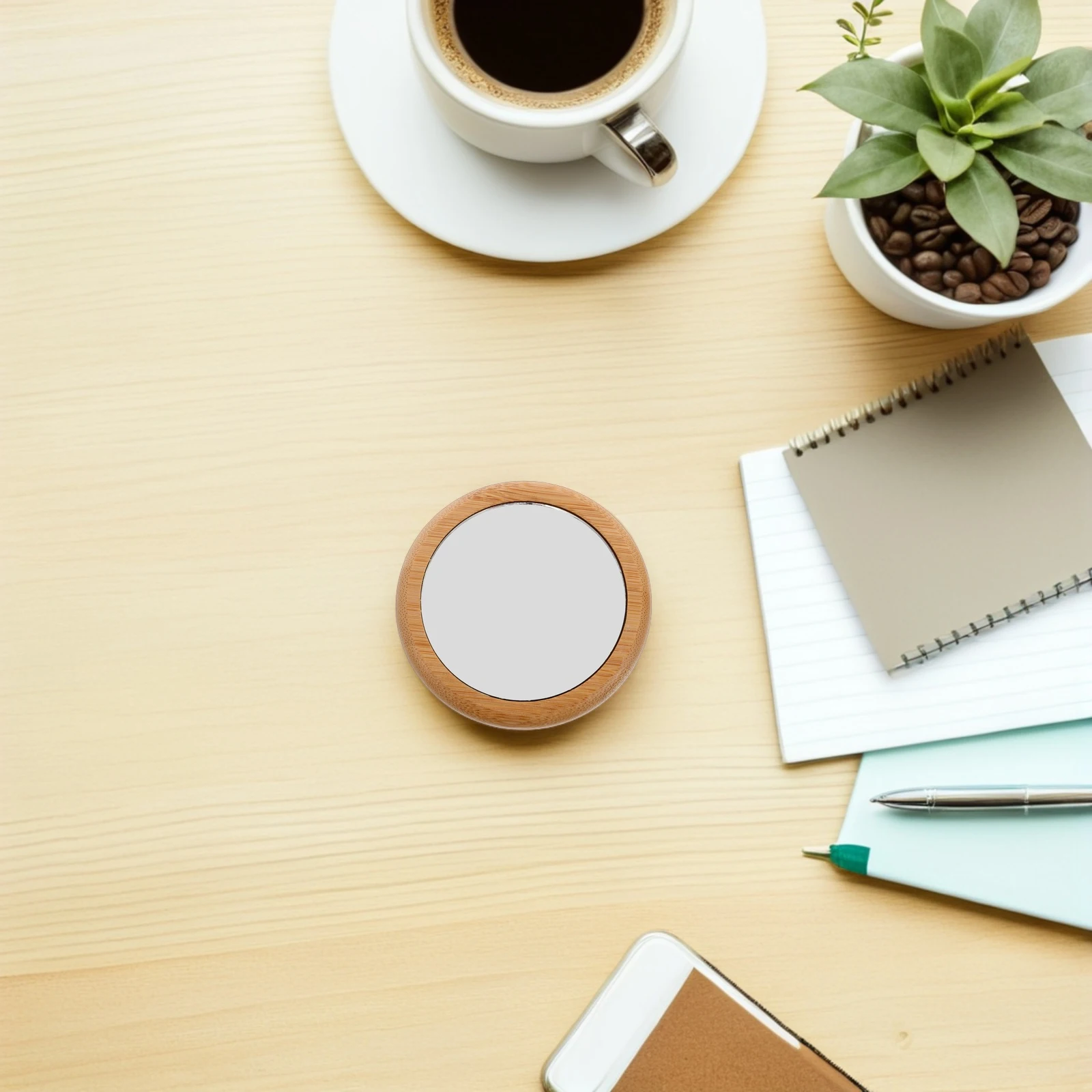 2 szt. Małe drewniane okrągłe lusterka ręczne, kompaktowe lusterka do makijażu, przenośne lusterka podróżne do torebki, małe lusterka kieszonkowe.