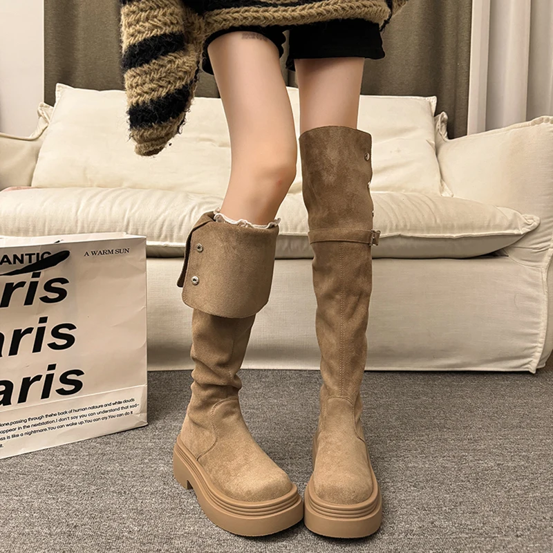 

Fashion Boots Women's Thick Bottom Heightening Autumn Winter New Style Slim High Two Wear Tube Knight High Tube Boots