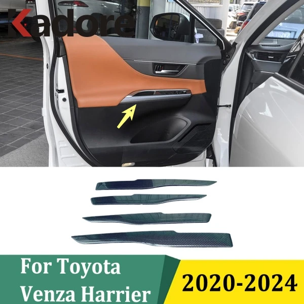 

For Toyota Venza Harrier 2020 2021 2022 2023 2024 Stainless Steel Side Door Armrest Decorative Stripe Cover Interior Accessories