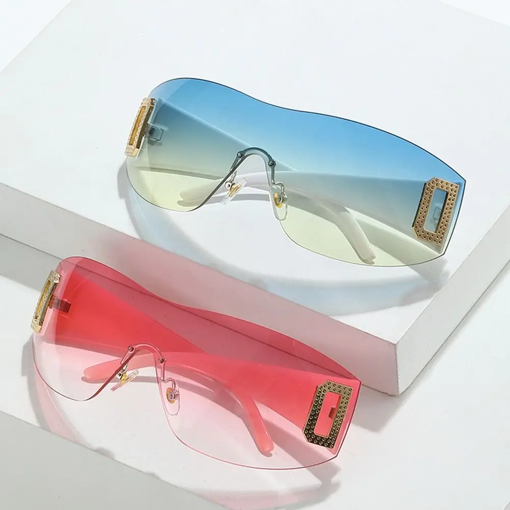 

UV400 Sun Glasses Frameless Eyewear Shades Punk Wrap Around Sport Sunglasses Y2K Sunglasses for Women