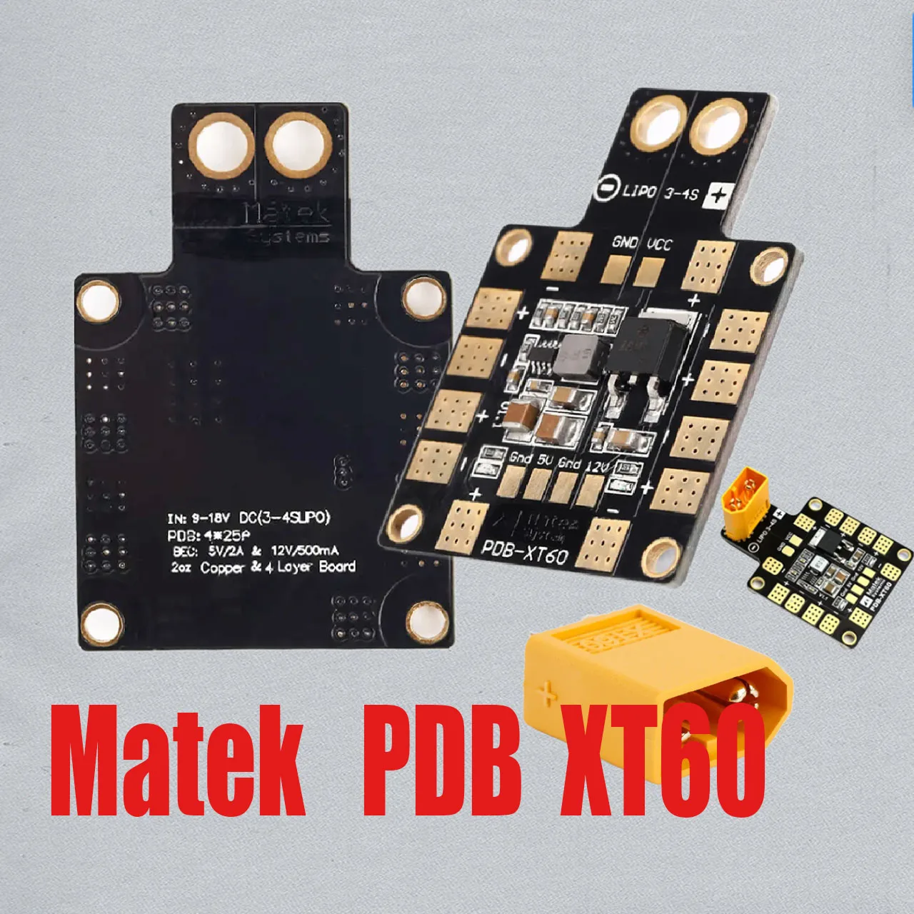 

Matek Systems PDB XT60 With BEC 5V&12V Copper For RC Helicopter FPV Quadcopter Muliticopter Drone Power Distribution Board