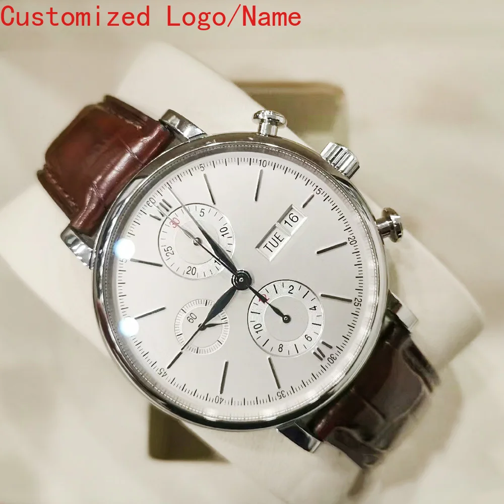 التقويم الروماني الهاتفي الياقوت الفاخرة الجديدة الرجال التلقائية الميكانيكية ووتش الفولاذ المقاوم للصدأ الأسود الأزرق ساعات جلدية مخصصة #5