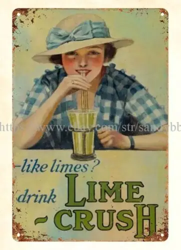 Lime Crush 1920s soda drink metal tin sign discount art nostalgic