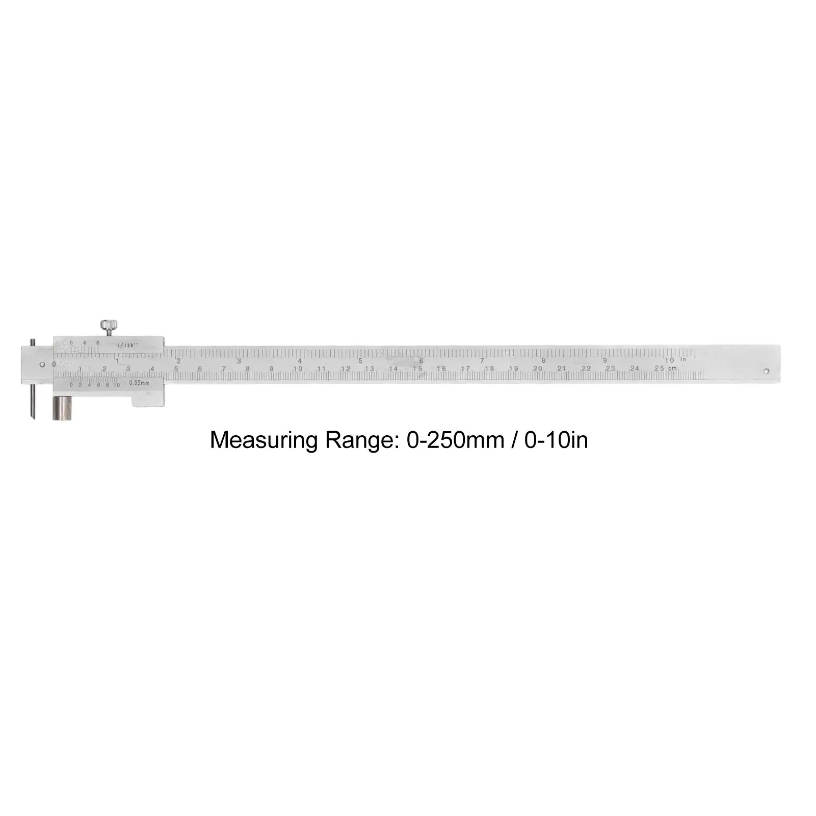 Stainless Steel 250MM Scribing Ruler with Inch & Metric Vernier Caliper for outer Diameter Measurement