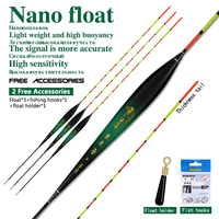 3PCS Fishing Floats+1 Bag Hooks+1 Buoy Rest Nano Buoy Vertical Bobber Eye-catching Thick Tail Buoy Fishing Tools Tackle