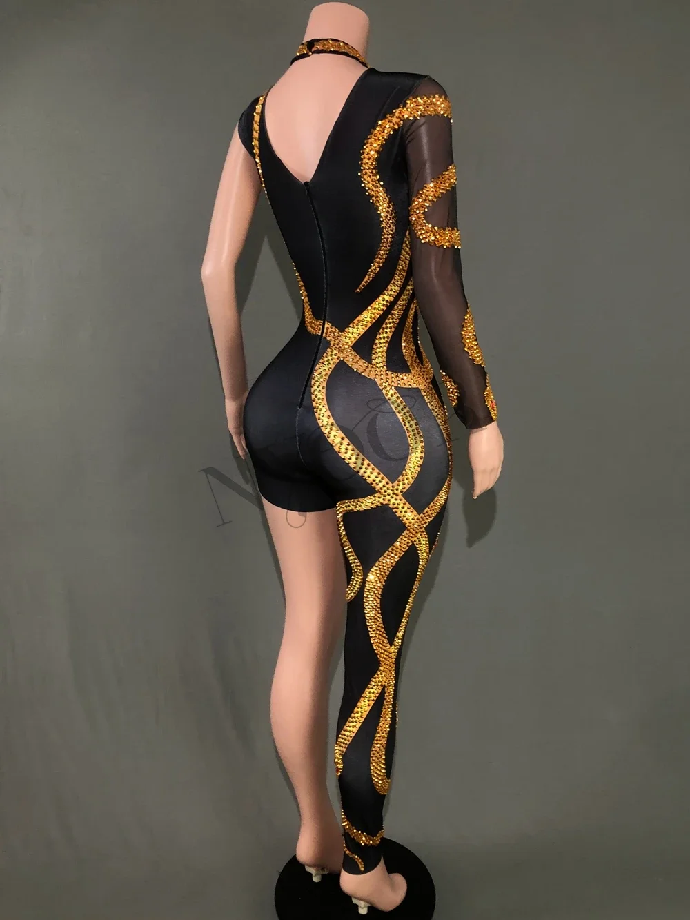 Rhinestones Jumpsuit Women Sexy Birthday outfit Celebrate Event Photo Shoot Wear Singer Dancer Performance Show Costume