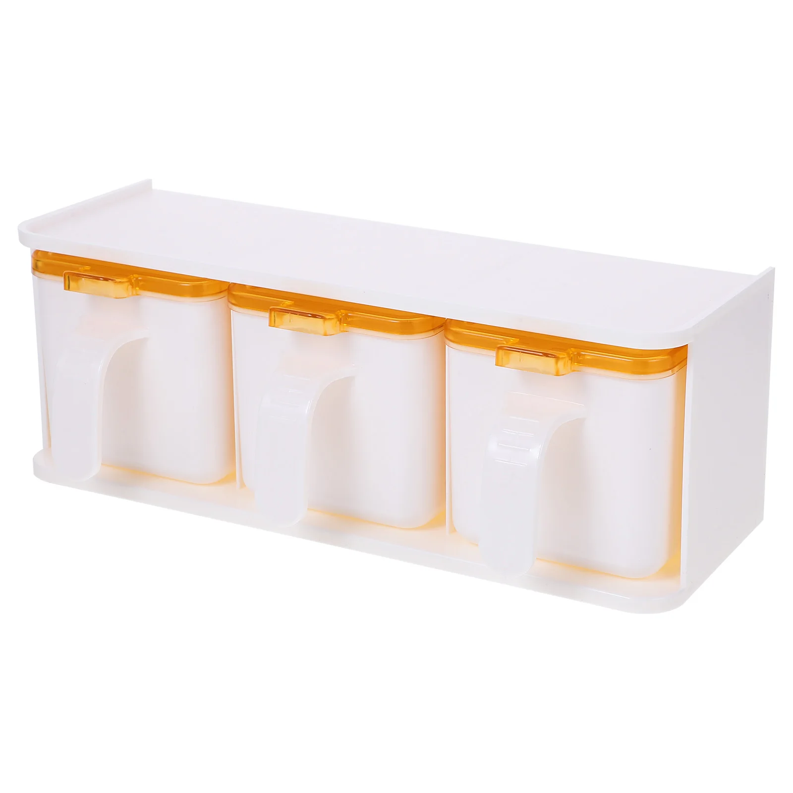 

Wall Mounted Spice Rack 3 Compartments Kitchen Seasoning Storage Container Compact Condiment Organizer Desktop Plastic Salt