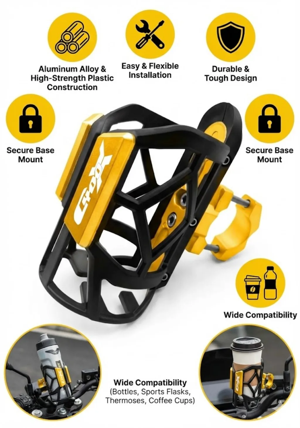 

Для BMW C400X C400GT C400 X GT C 400 2020 2021 2022 2023 2024 2025 Универсальный высококачественный держатель для напитков/воды для мотоцикла