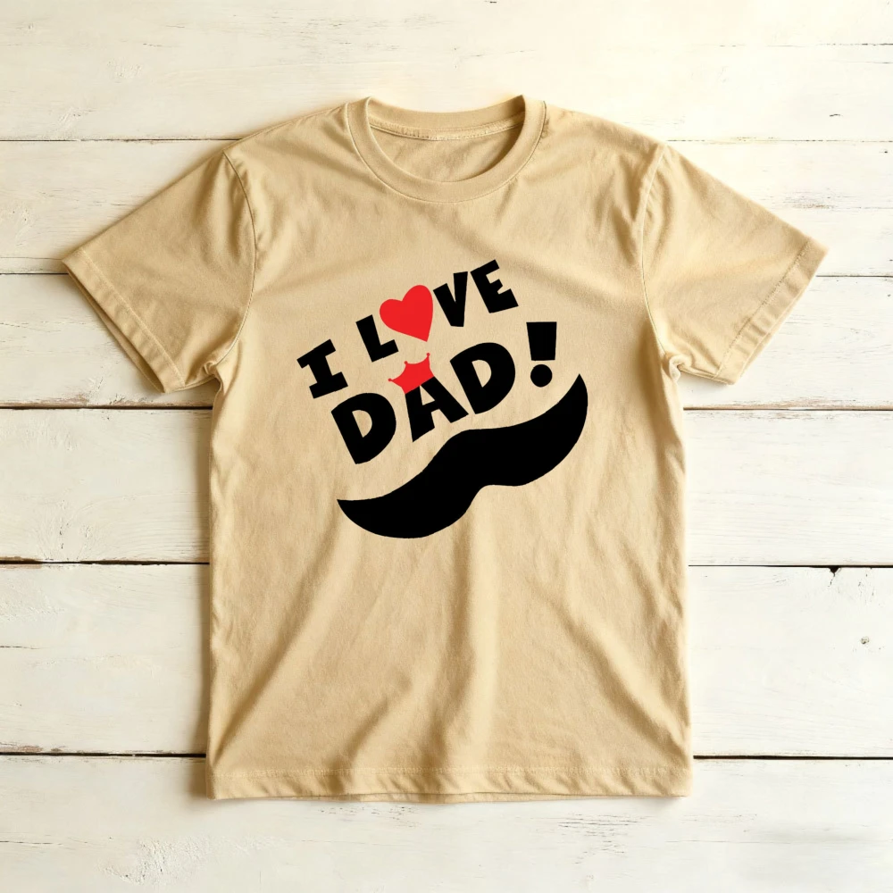 Happy Fathers Day Gift Idea Tshirt I Love My Dad Shirt Cute Mustache Crown Printed T-shirt Men Women Fashion Casual Cotton Tops