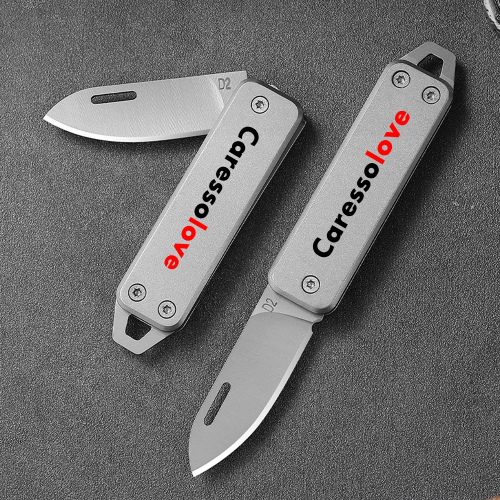 Alloy Key Mini Folding Knife D2 Blades Portable Camping Pocket Knife EDC Hand Tools Unpacking Cutter Defensive Survival Gadgets