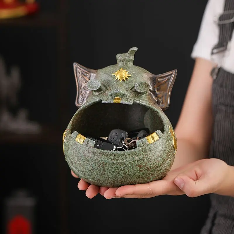 Premium Guochao Sanxingdui Ceramic Ashtray Large Capacity Home Office Coffee Table Creative Personalized Decor Ornament