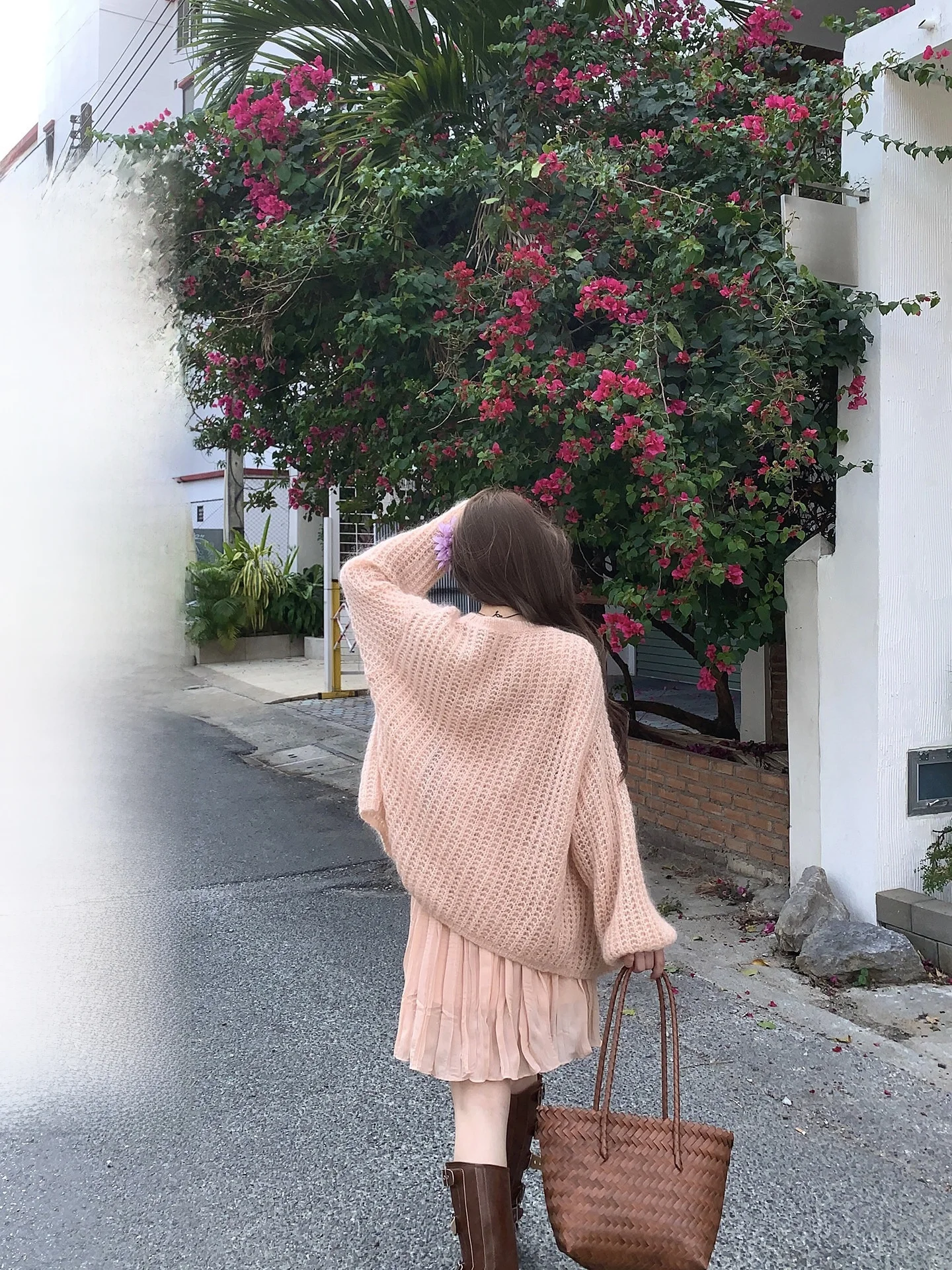 

Soft Skin-Friendly Pink Knitted Open Cardigan Spring Summer New Style Korean Loose Fit Long Sleeve V-Neck Wool Blend Knitwear