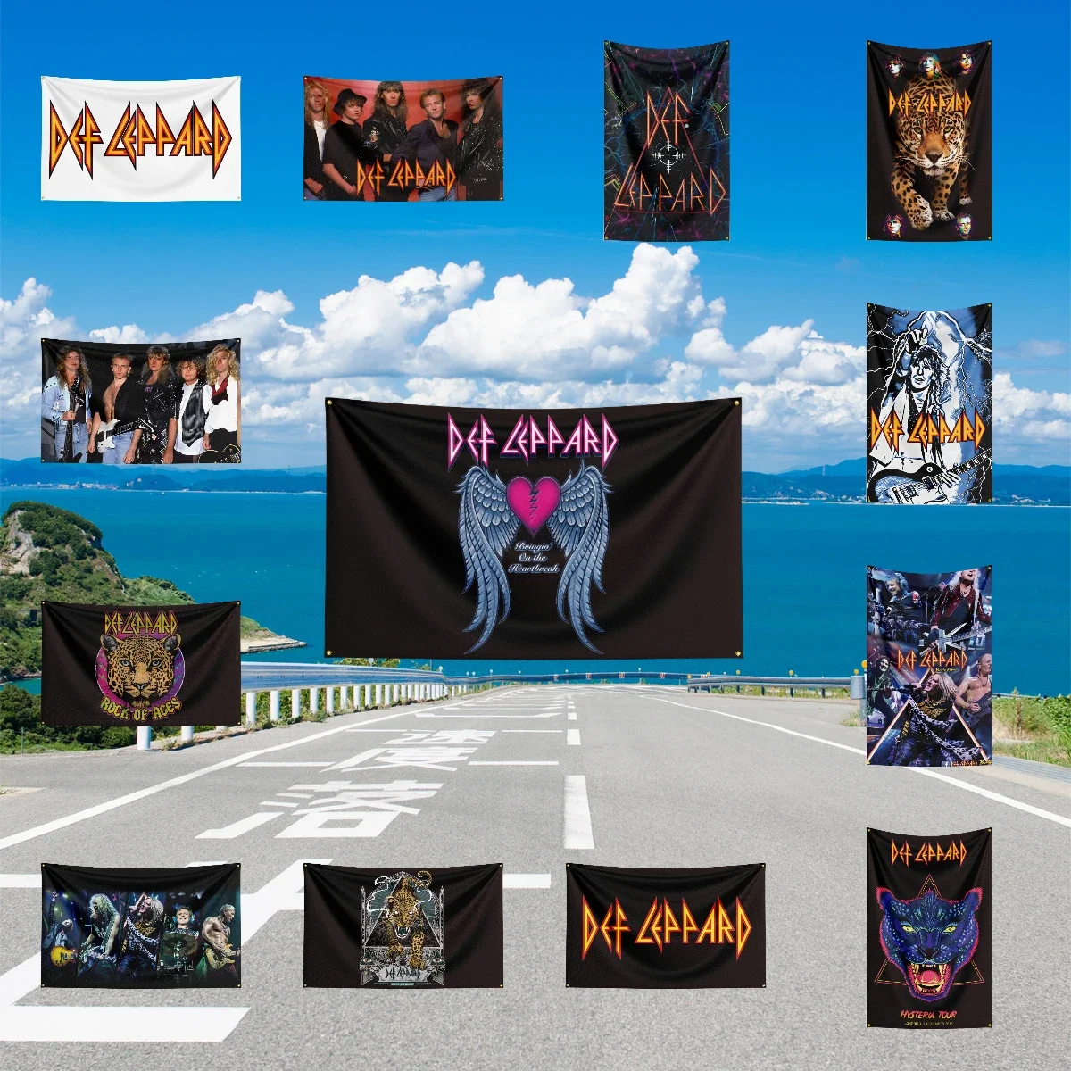 D-D-e-f L-L-e-p-p-a-r-d band Polyester Banner Tapestry for club  Garage Decor Concert Flag fan collection