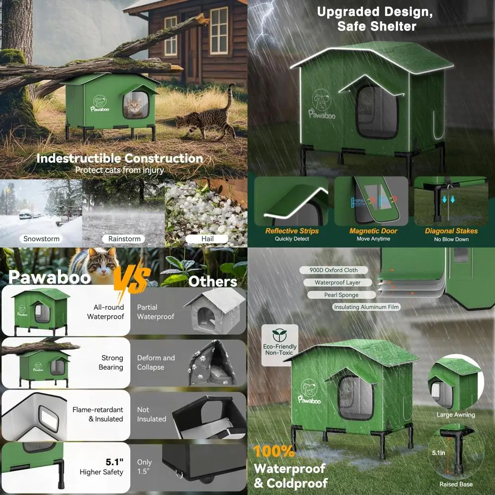 

Weatherproof Outdoor Cat Shelter with Insulated House, Elevated Base, and Built-in Heater for Cold Winters