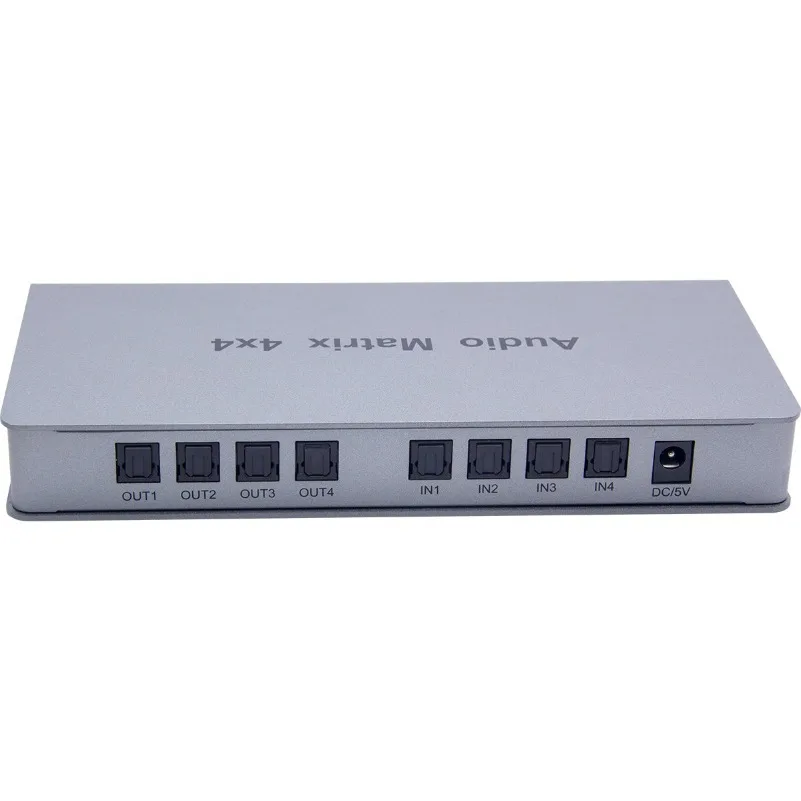 4X4 Optical Fiber Audio Matrix Switcher 4 in 4 Out Lossless Digital Audio Splitter 5.1 Channel with Remote Control