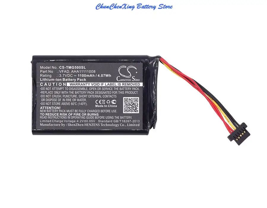 Cameron Sino 1100mAh Battery AHA11111008, VFAD for TomTom 4FL50, 4FL60, Go 5000, GO 5100, Go 6000, GO 6100, PRO TRUCK 5250