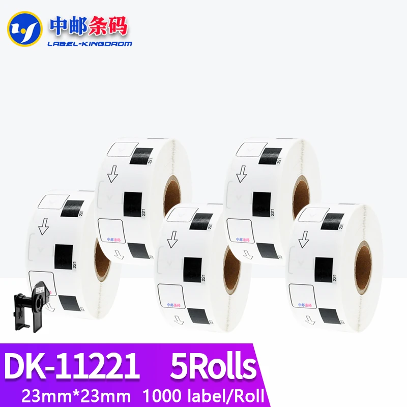 5Rolls Compatible DK-11221 Label 23*23mm Die Cut Work for Brother Thermal Printer QL-700/800/810/820/1100/1110  DK-1221 DK11221