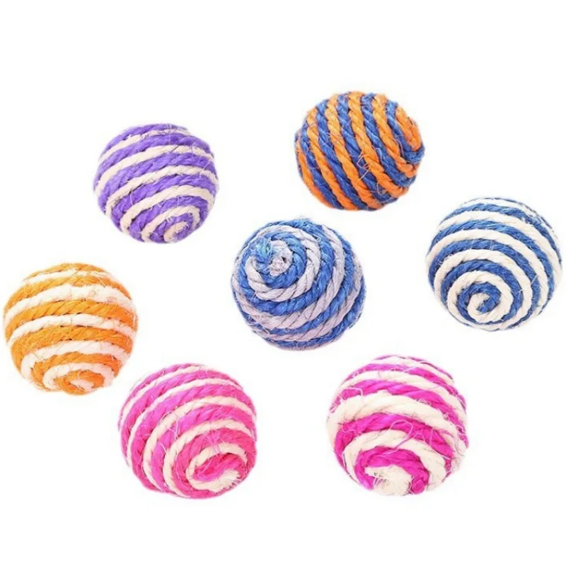 ألعاب القطط الحياكة كرات السيزال طحن الأسنان ألعاب الحيوانات الأليفة كرات التفاعلية القطط هريرة الكلب التدريب اللعب مضغ (لون عشوائي) #5