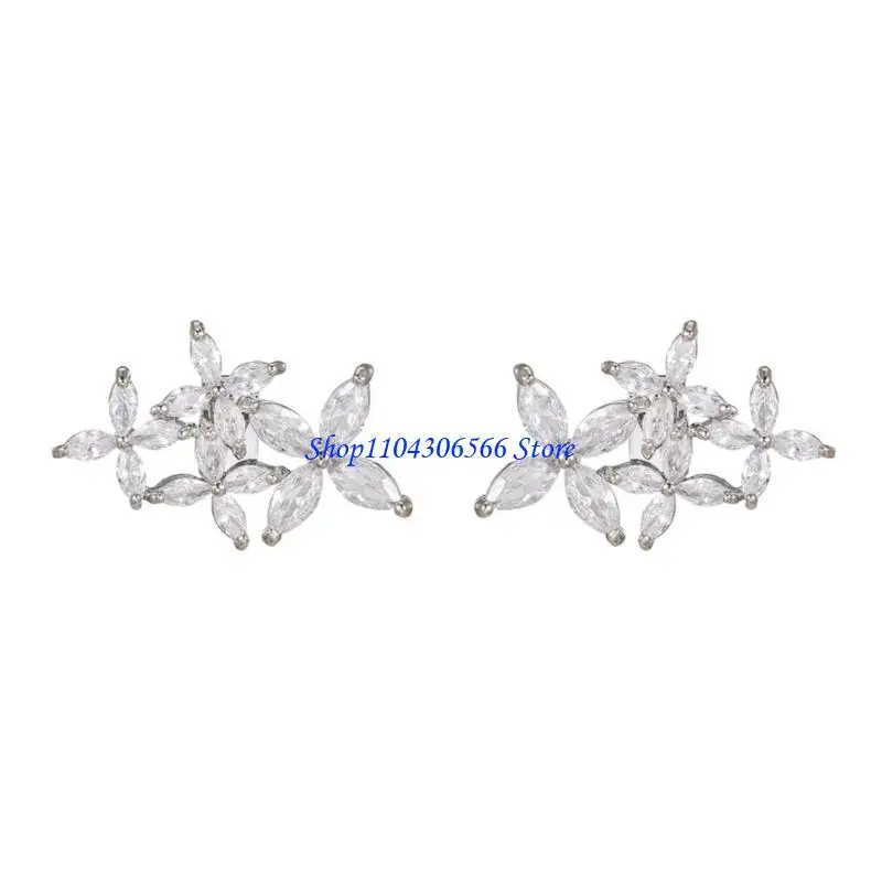 02DD NonSlip Flower Ear Attachment for FreeClip 1 2 Earbuds with Zircons Accent
